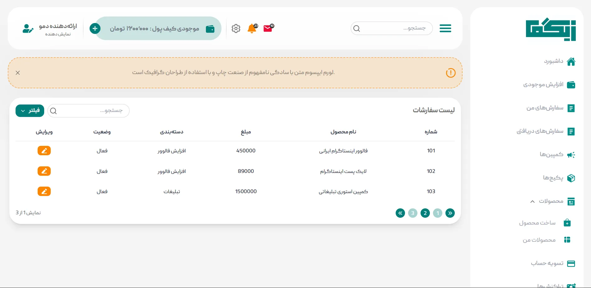 پیشنمایش وضعیت نهایی Frontend زیگما